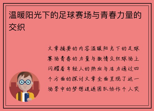 温暖阳光下的足球赛场与青春力量的交织